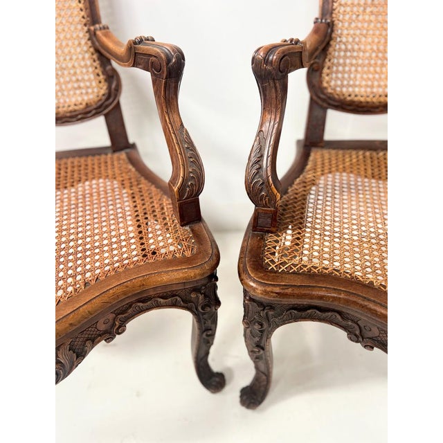 Brown Regency Style Armchairs in Natural Wood, 1800s, Set of 2 For Sale - Image 8 of 18