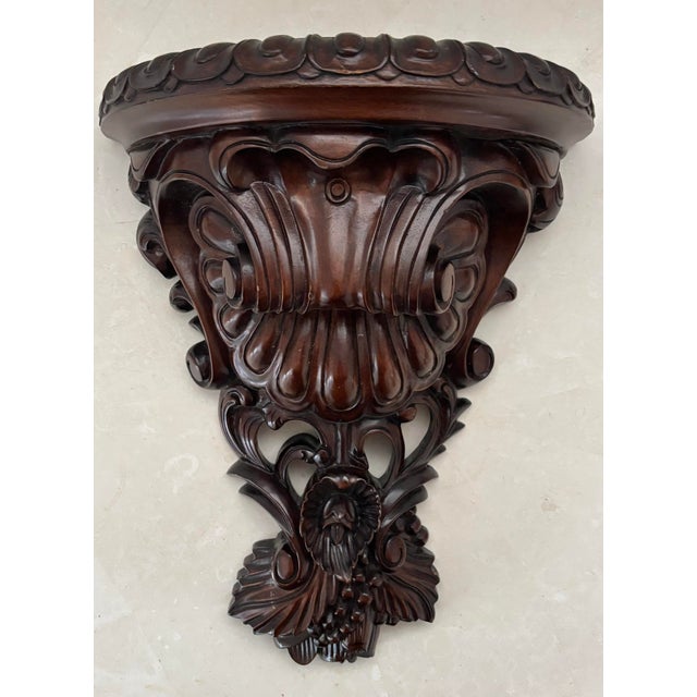 Brown 1970s Carved Wooden Wall Shelf For Sale - Image 8 of 8