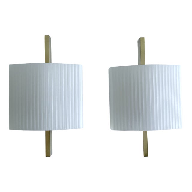 Vintage Space Age Brass Sconces from Hillebrand Lighting, 1960s, Set of 2 For Sale