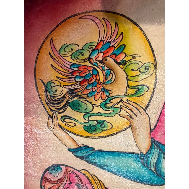 1960s Vintage Signed Persian Miniature Painting on Leather Lamb Hide Fine Iranian Art For Sale - Image 5 of 5
