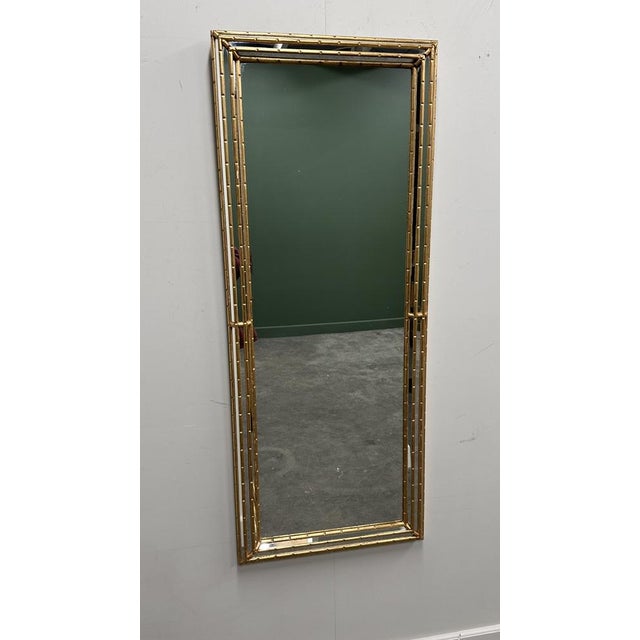 Gilt Faux-Bamboo Wall Mirror, Italy, 1970s For Sale - Image 12 of 14
