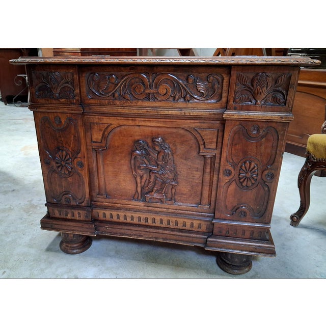 Renaissance-Style Chest in Carved Walnut, 19th Century For Sale - Image 6 of 8