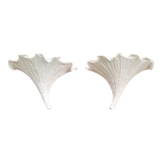 Contemporary Silk Fabric Wall Sconces by Aqua Gallery - a Pair - Signed - Morning Glory Flowers Off-White For Sale