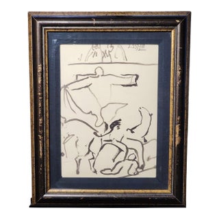 1961 Picasso Estudio De Torero Y Toro Offset Lithograph For Sale