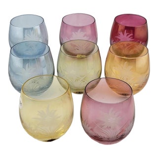 1950s Rare Set Of 8 Austrian cordial glasses by Kisslinger Rattenberg Kristallglas. For Sale