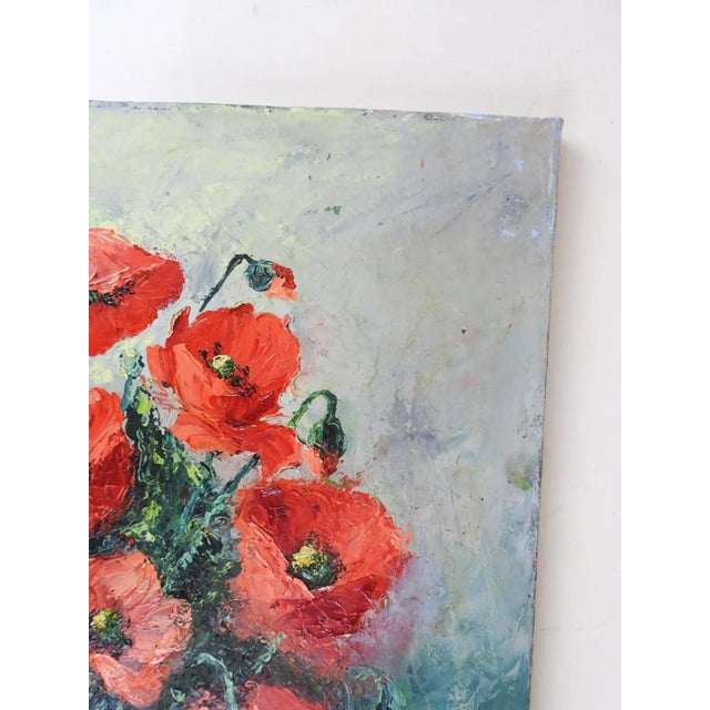 Contemporary Contemporary Vibrant Impasto Poppies Still Life Painting For Sale - Image 3 of 7