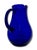 Stunning Vintage Retro Art Deco Deep Cobalt Blue Hand Blown Art Glass Pitcher - Circa Mid 20th Century For Sale - Image 10 of 18