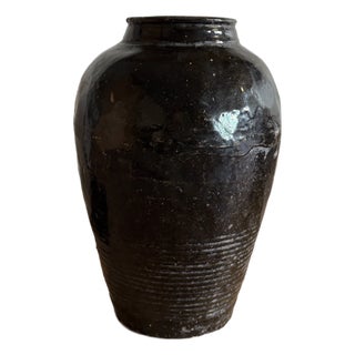 Large Glazed Antique Chinese Vinegar Jar For Sale