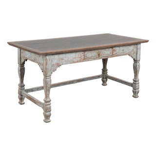 19th Century Danish Blue and Black Baroque Writing Table Console For Sale