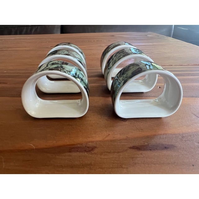 Mid-Century Modern Villeroy & Boch Luxembourg Marbled Porcelain Napkin Rings - Set of 6 For Sale - Image 3 of 11