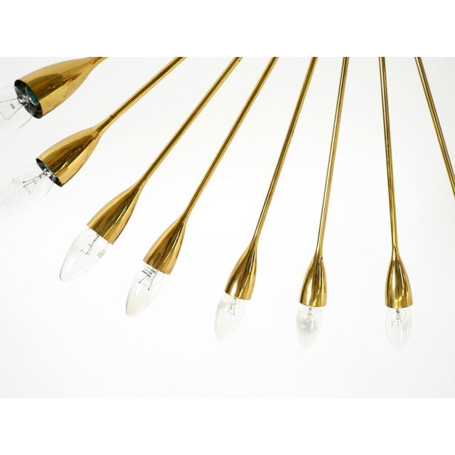 Beige Large Mid-Century Modern Brass Sputnik Ceiling Light with 20 Arms, 1950s For Sale - Image 8 of 18