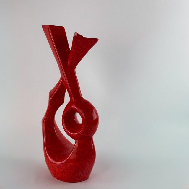 Vintage Red Glaze Ceramic Vase by Roberto Rigon for Bertoncello, 1970s For Sale - Image 3 of 11