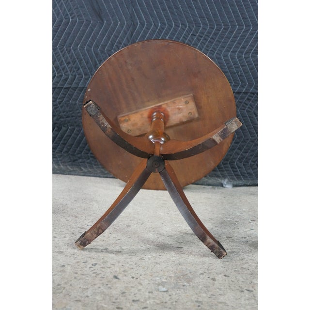 Vintage Georgian Style Round Mahogany Piecrust Pedestal Table Sculpture Stand For Sale - Image 11 of 18