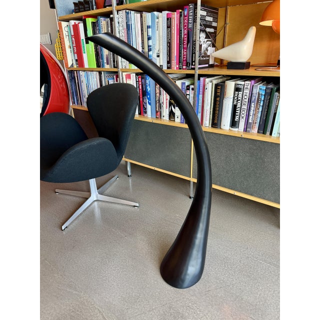 Mid-Century Modern Vintage Postmodern Biomorphic Floor Vase 38" Black Space Age Minimalist Ikebana Vessel Uci For Sale - Image 3 of 14