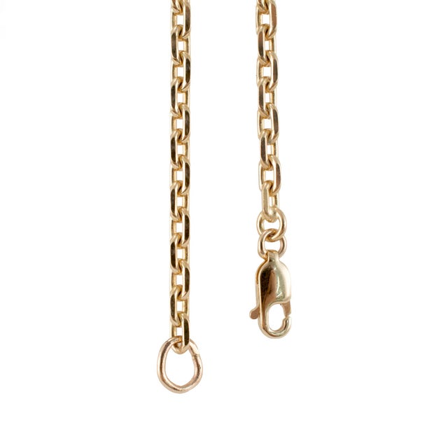 Early 21st Century Unisex 14k Yellow Gold Solid 22.5” 3.1mm Biker Open Anchor Link Chain Necklace For Sale - Image 5 of 8