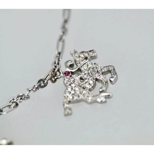 Metal 1960s Deco Platinum Charm Necklace For Sale - Image 7 of 9