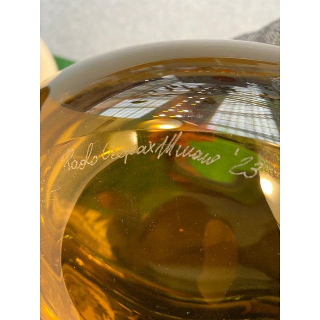 Italian Artistic Amber/Fume Murano Glass Vases- a Pair For Sale - Image 6 of 9