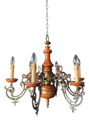 Large Wood Chandelier, 1960s