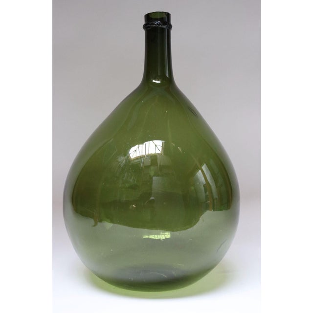 Vintage Italian Green Blown Glass Bulbous Form Demijohn Carboy For Sale - Image 4 of 18