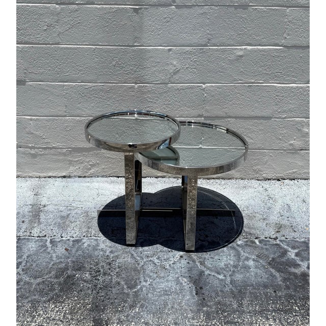 Vintage Chrome Mirrored Side Tables After Minotti - Set of 2 For Sale - Image 4 of 8