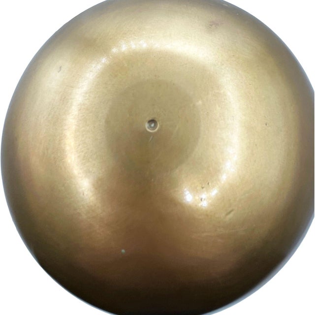 Metal Art Nouveau Style Brass Orb Witches Ball With Embossed Pedestal Desktop Sculpture For Sale - Image 7 of 9