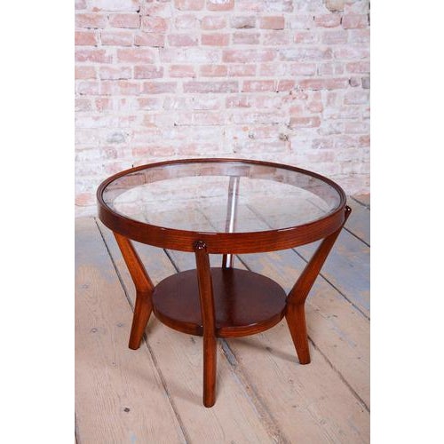 Glass Art Deco Coffee Table in Oak by Koželka and Kropáček, Czech, 1940s For Sale - Image 7 of 14