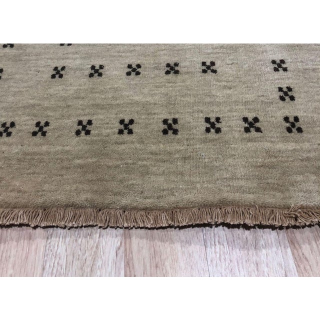 Contemporary 5x8 Beige Solid Gabbeh Hand-Knotted Wool Rug For Sale - Image 3 of 6