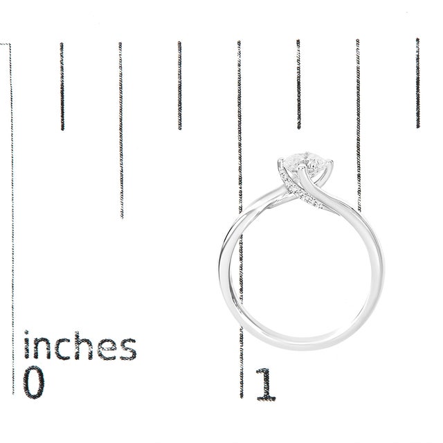 14K White Gold 4/5 Cttw Round Lab Grown Diamond Bypass Solitaire Engagement Ring (F-G Color, VS1-VS2 Clarity) - Ring - Size 6 For Sale In New York - Image 6 of 6