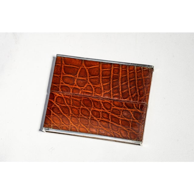 Luxurious Antique Art Deco French Leather and Silver Card Case Box Home Decor For Sale In New York - Image 6 of 14