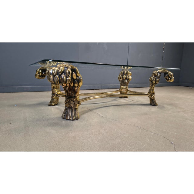 Vintage Brass and Glass Flower Coffee Table, 1970s For Sale - Image 6 of 10