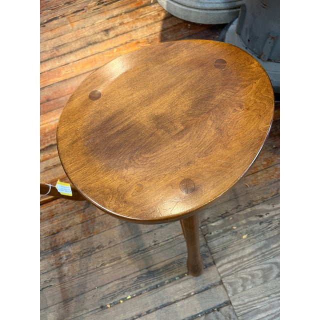 American Solid Birch Three Legged Mortised & Tenon Stool by Hale of Vermont -a Pair For Sale - Image 3 of 11