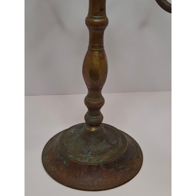 19th C. Polish Bronze Sabbath Candelabrum Star of David Finial Large 18" Rare For Sale - Image 16 of 18