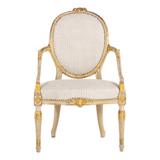 Late 18th Century English Painted and Parcel Gilt Armchair For Sale