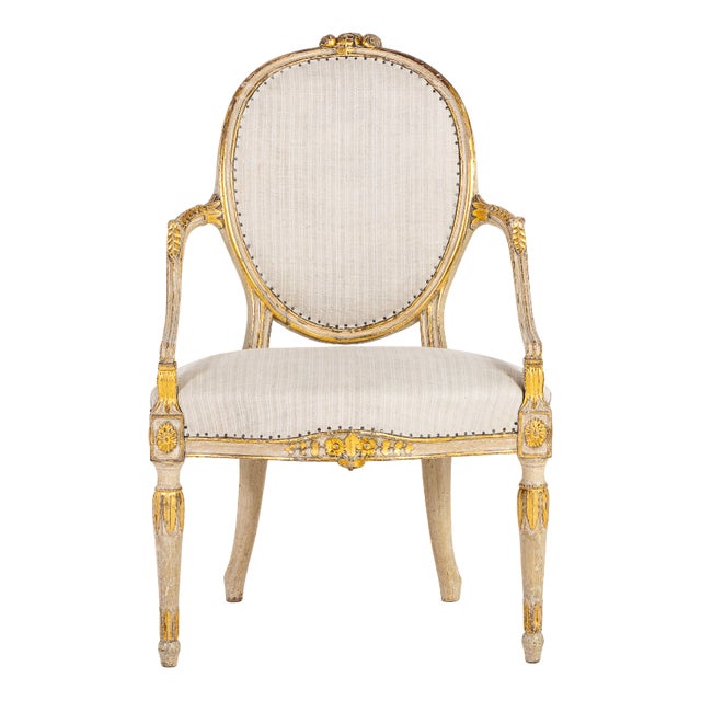 Late 18th Century English Painted and Parcel Gilt Armchair For Sale