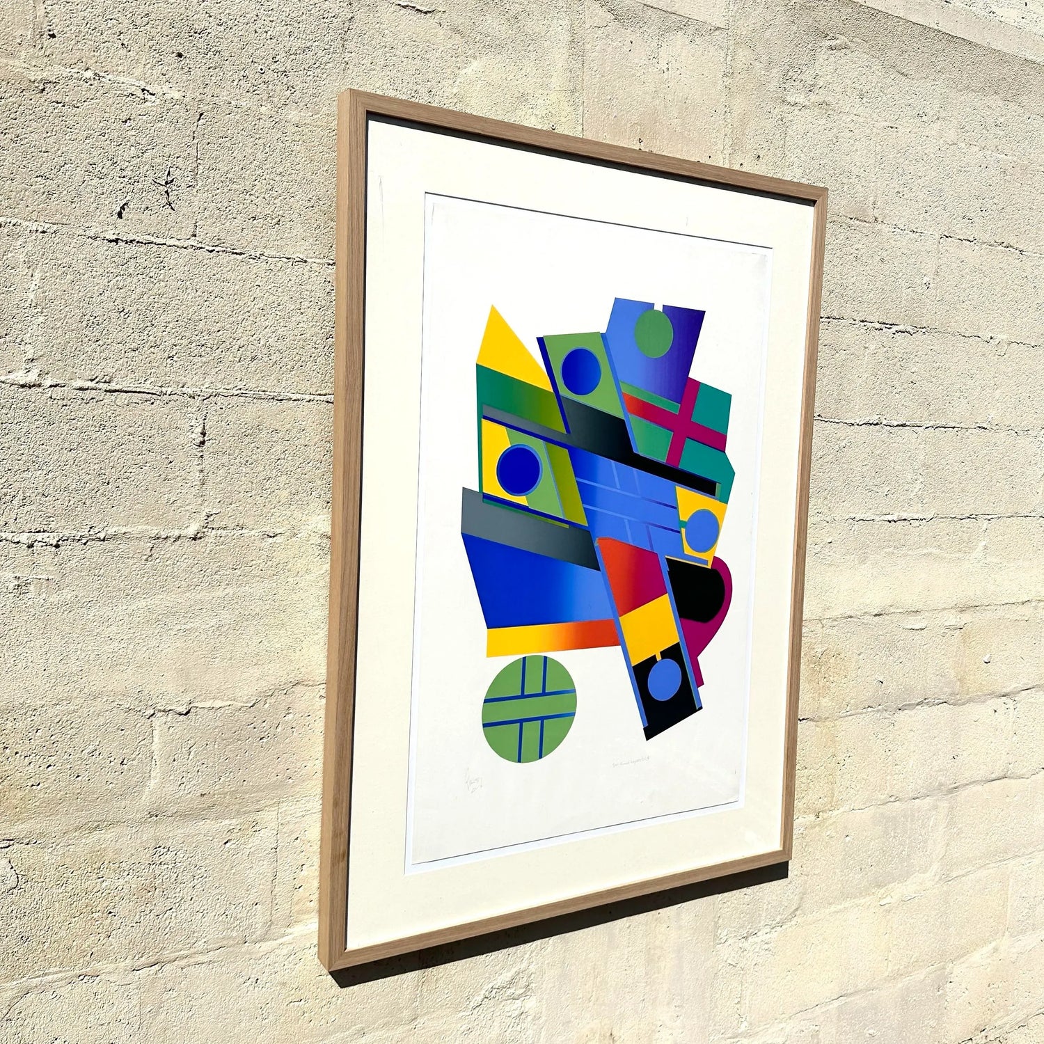 Vintage 1970s Abstract Geometric Lithograph - Back view