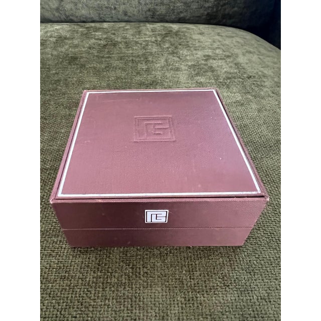 Vintage Balmain "Circa 1980s" Tiger Eye Cufflinks Original Purple Satin Case For Sale - Image 11 of 18