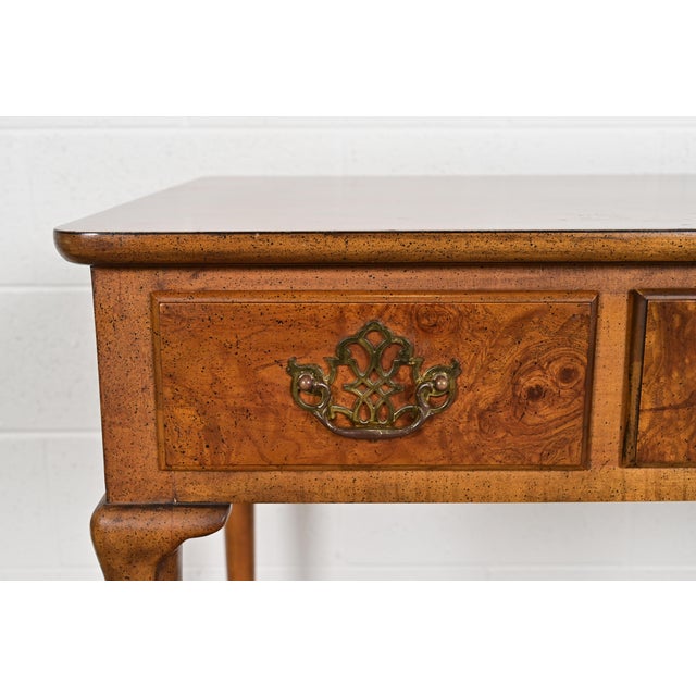 Baker Furniture Queen Anne Burled Walnut Writing Desk, Circa 1960s For Sale - Image 9 of 13