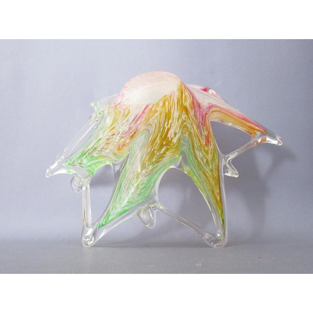 Glass Vintage Sommerso Murano Glass Centerpiece Sculpture Pocket Emptier, 1980s For Sale - Image 7 of 15