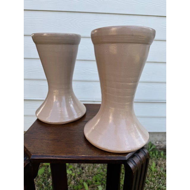 A Pair of Traditional Blush Ceramic Pottery Vases For Sale - Image 11 of 11