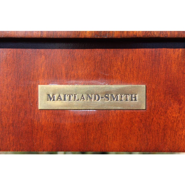 Maitland-Smith Mahogany Console With an Embossed Leather Top For Sale - Image 17 of 18