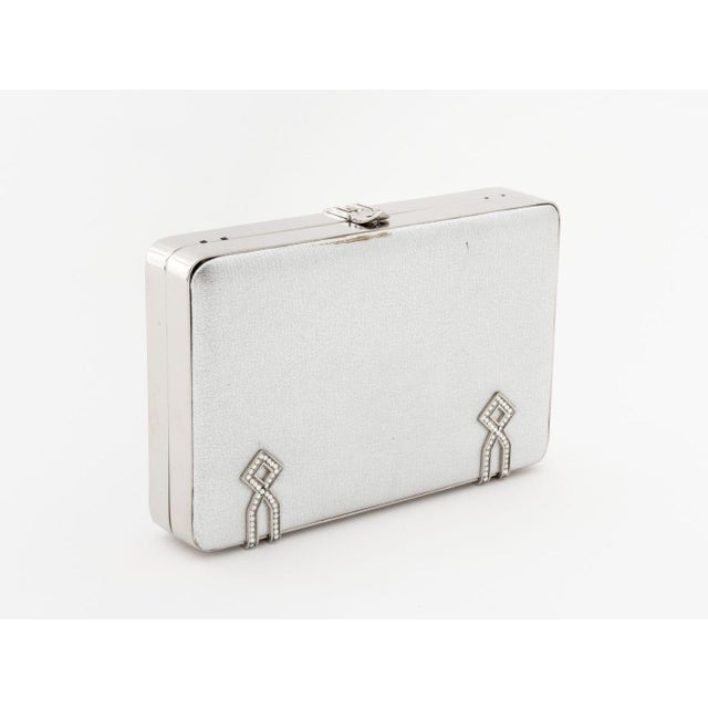 Judith Leiber Silver-Tone Metallic Leather Clutch For Sale In New York - Image 6 of 10