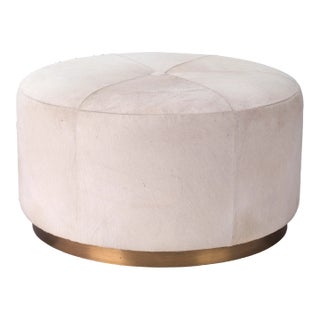Jamie Young Thackeray Round Pouf in White, Large For Sale