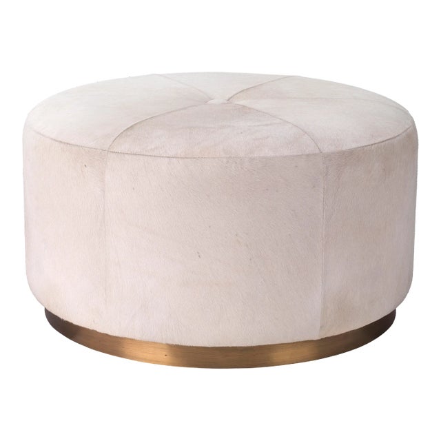 Jamie Young Thackeray Round Pouf in White, Large For Sale