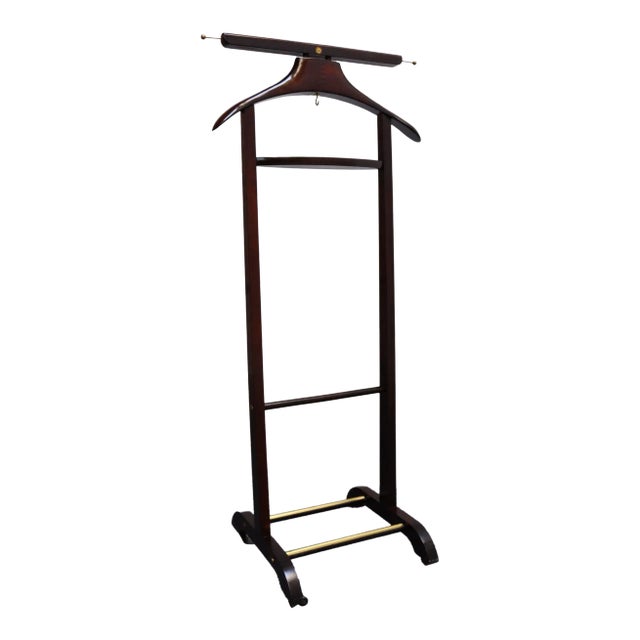 Vintage Fratelli Reguitti Dark Mahogany and Brass Valet in Style of Ico Parisi For Sale