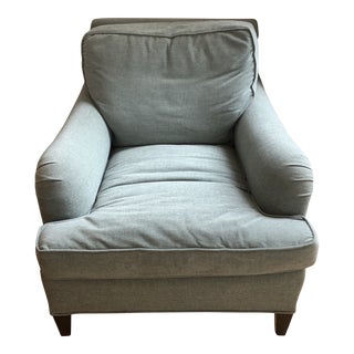 Custom English Light Blue Chenille Club Chair For Sale