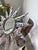 Small Brutalist Round Sunburst Mirror in Hammered Metal, 1950s For Sale - Image 15 of 18
