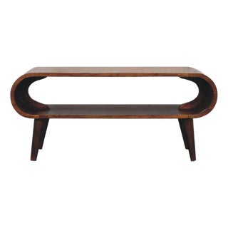 Chestnut-Finish Mango Wood Scandinavian Coffee Table For Sale