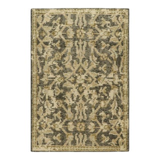 Rug & Kilim’s Distressed Rug in Beige-Brown With Herati Floral Patterns For Sale