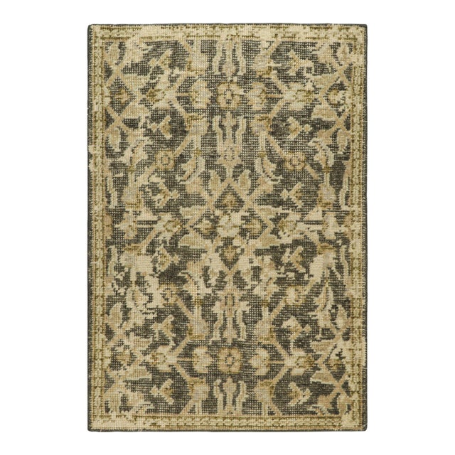 Rug & Kilim’s Distressed Rug in Beige-Brown With Herati Floral Patterns For Sale