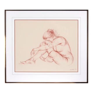 "The Artists Wife" Realistic Nude Woman in Conté on Paper by Garth Benton by Garth Benton For Sale
